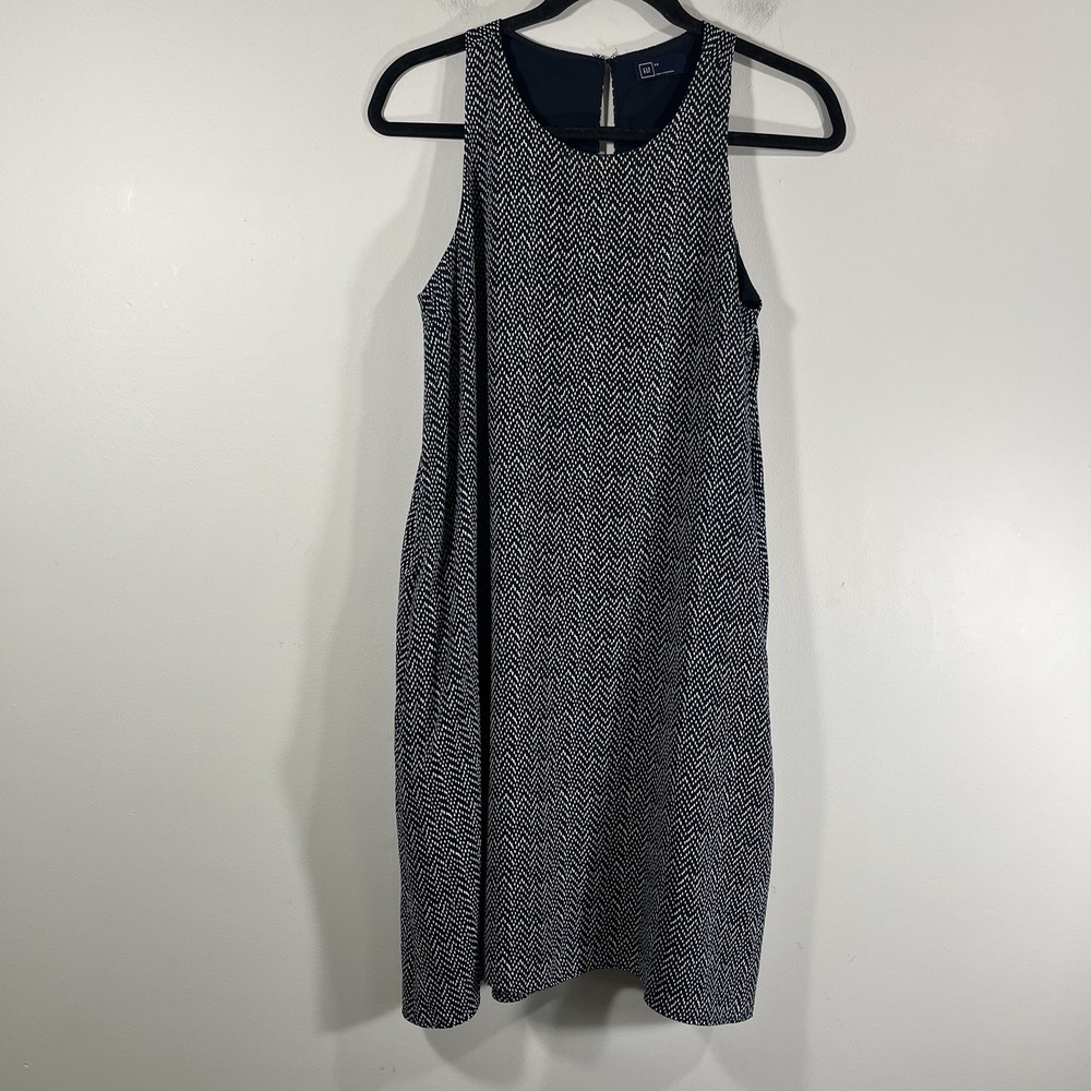 Gap Navy White Dotted Chevron‎ Sleeveless Dress Women's XS